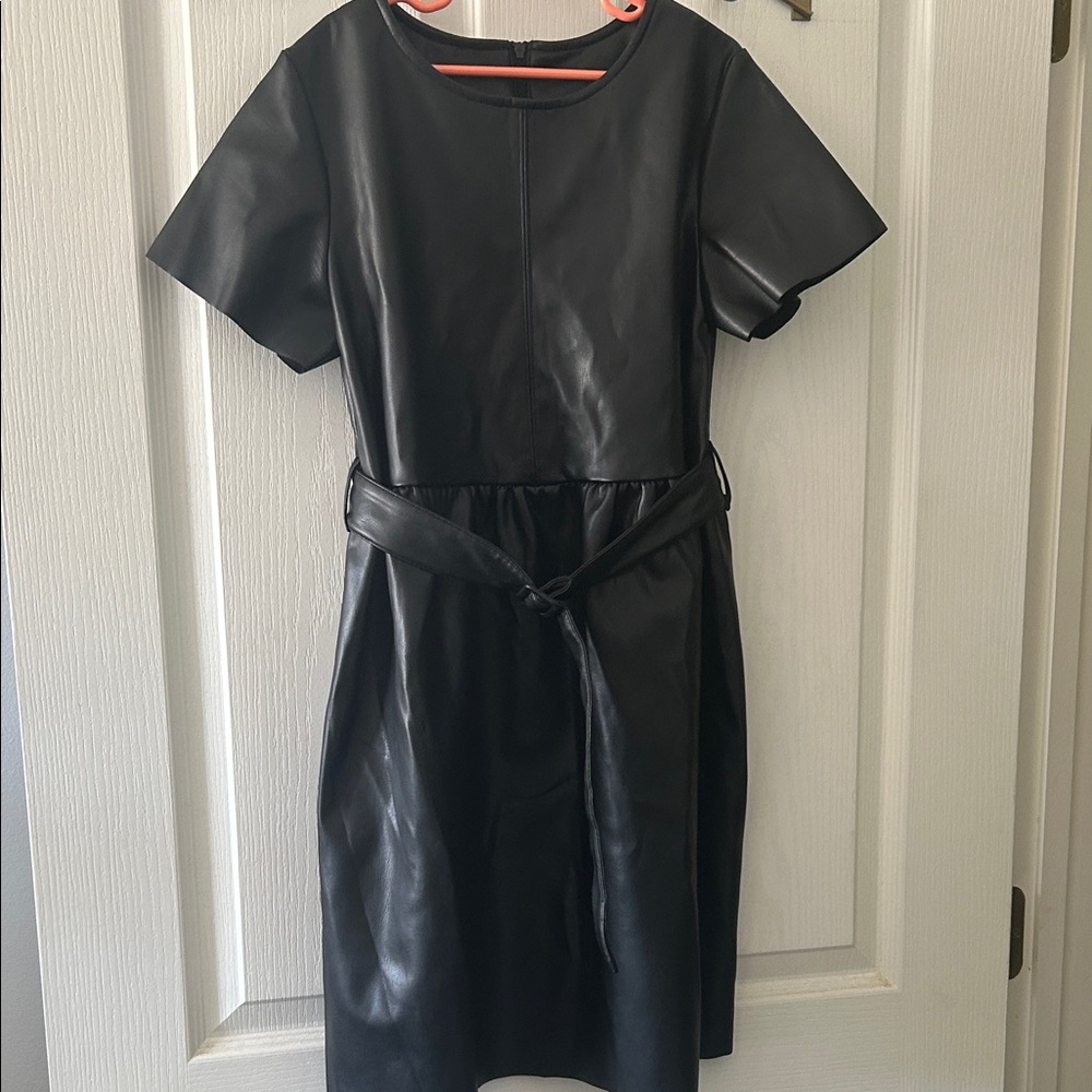 Wonder Nation Black Faux Leather Midi Dress